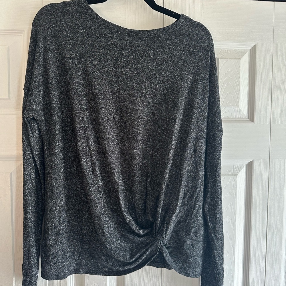 Gray Twist Front Sweater